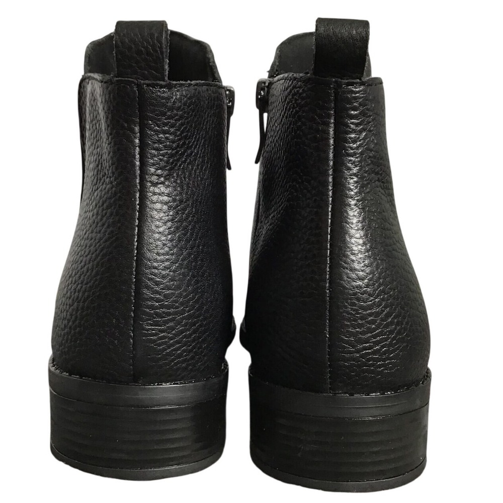 Black Leather Side Zip Ankle Boots Women's Size 12M minimalist witchy gothic - Picture 5 of 10